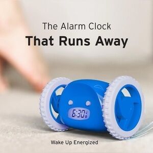 Clocky Blue Runaway Alarm Clock on Wheels – Super Loud for Heavy Sleepers
